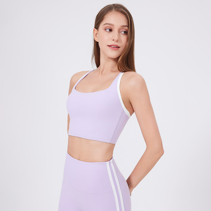 Contrast strap sports bra