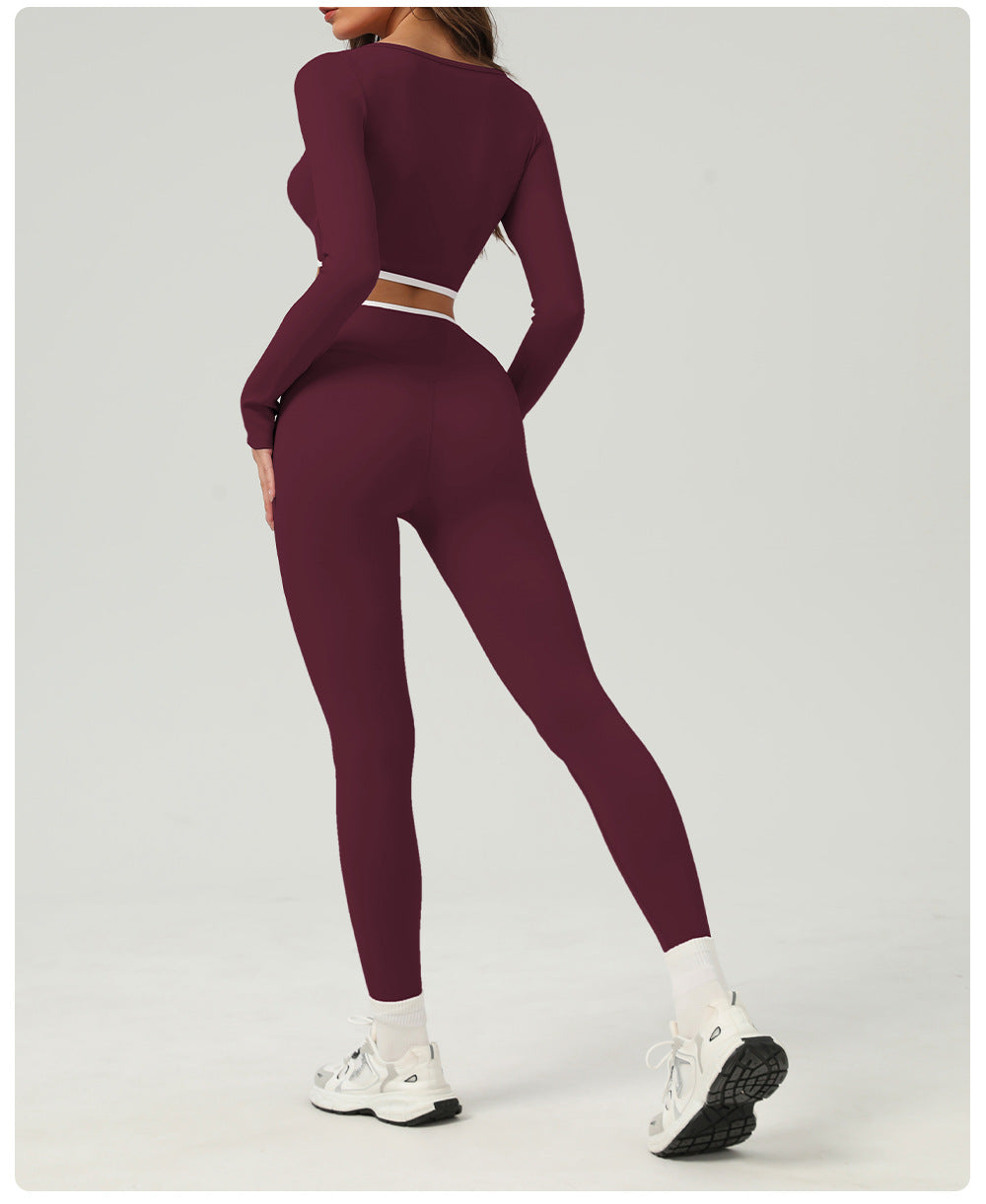 Contrast trim waist leggings