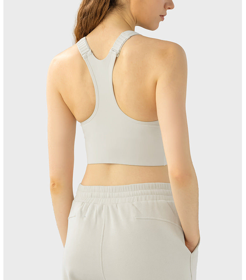 Zip front sports bra