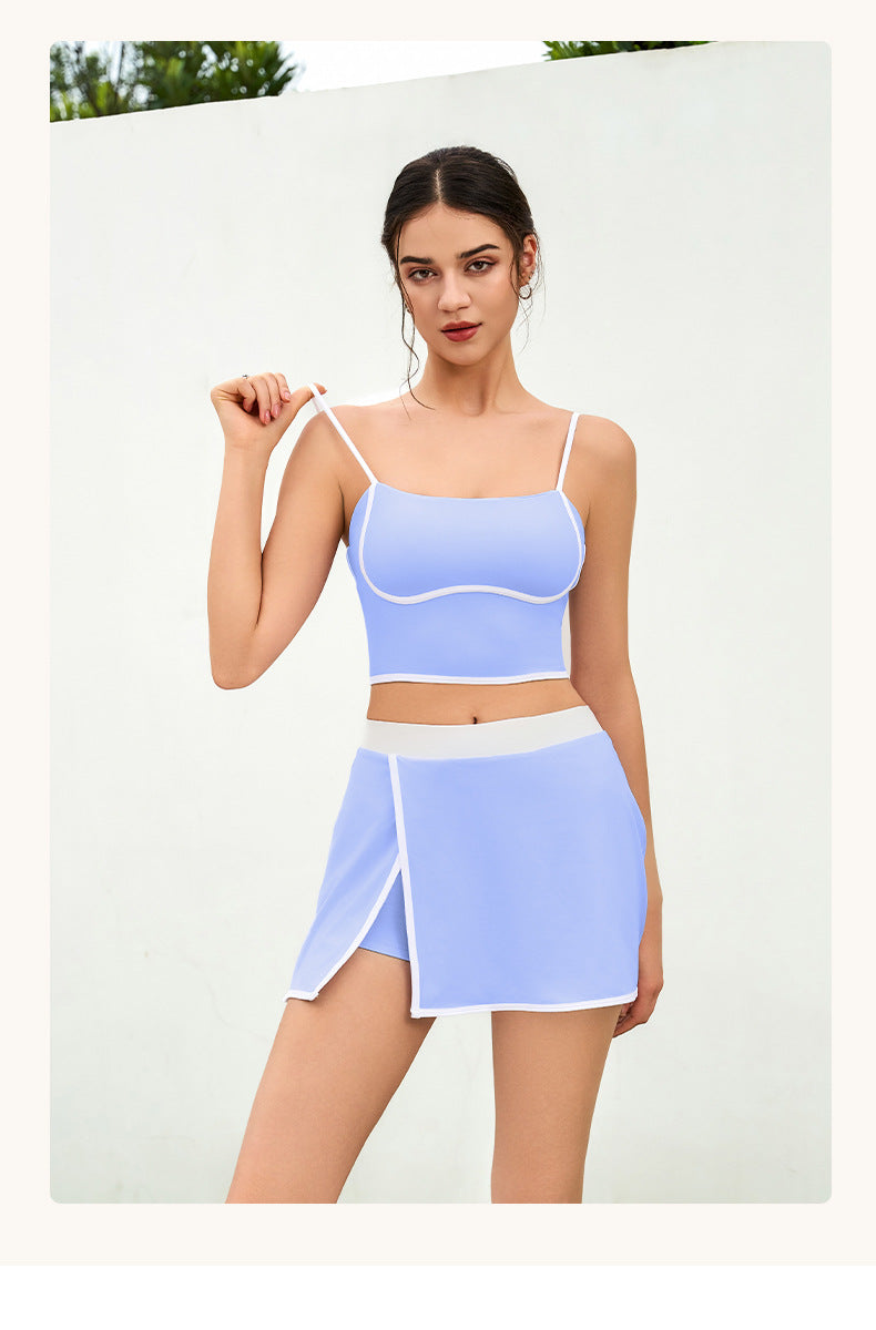 Contrast side split skort