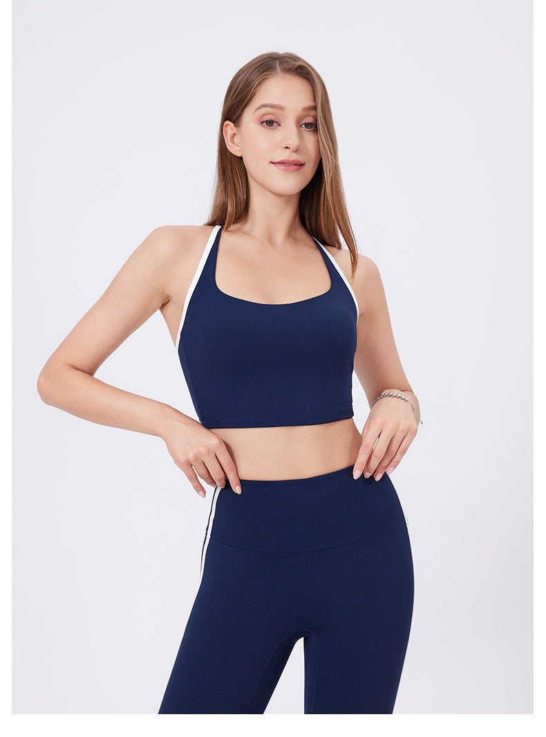 Contrast strap sports bra