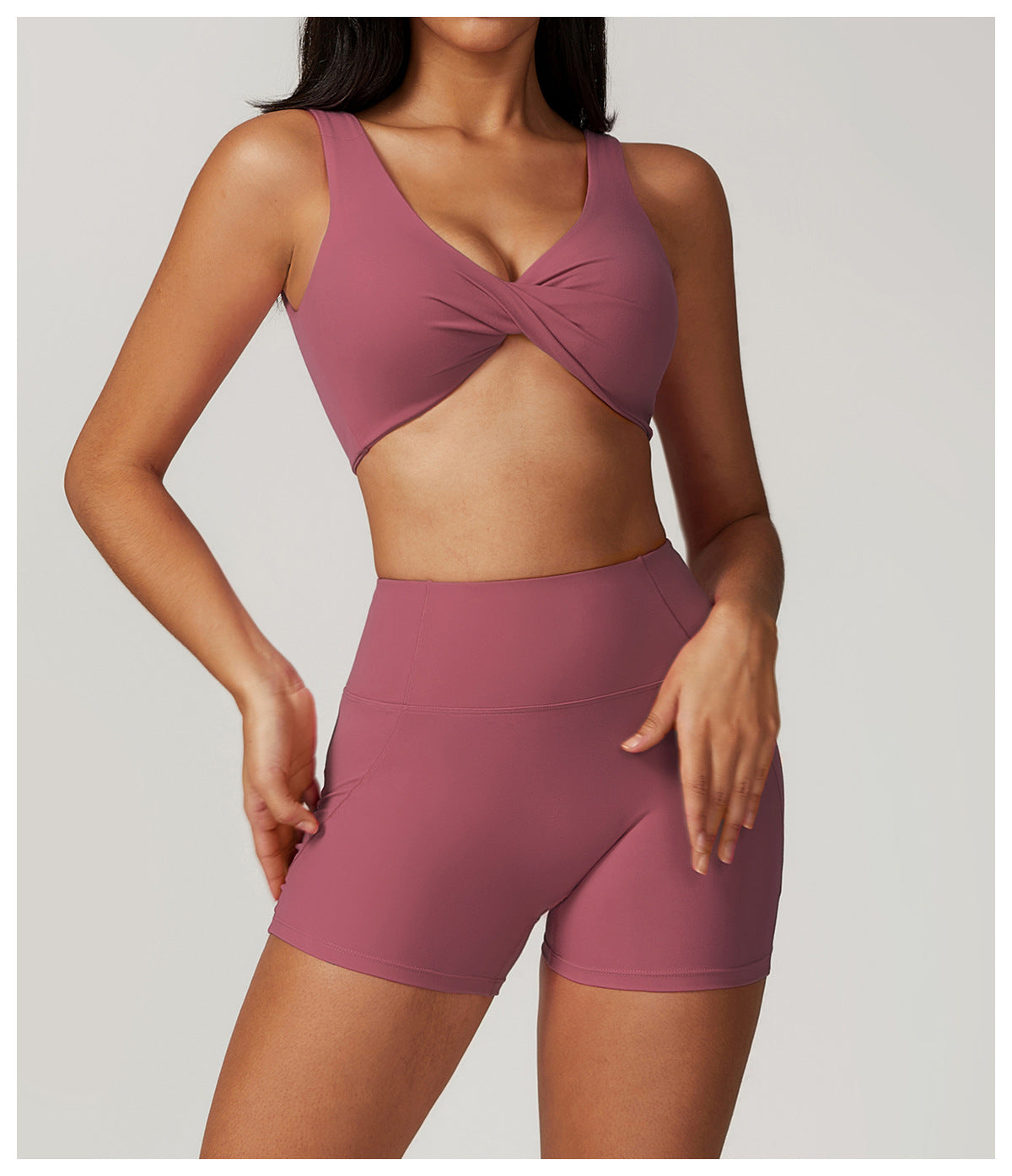 Twisted front sports bra