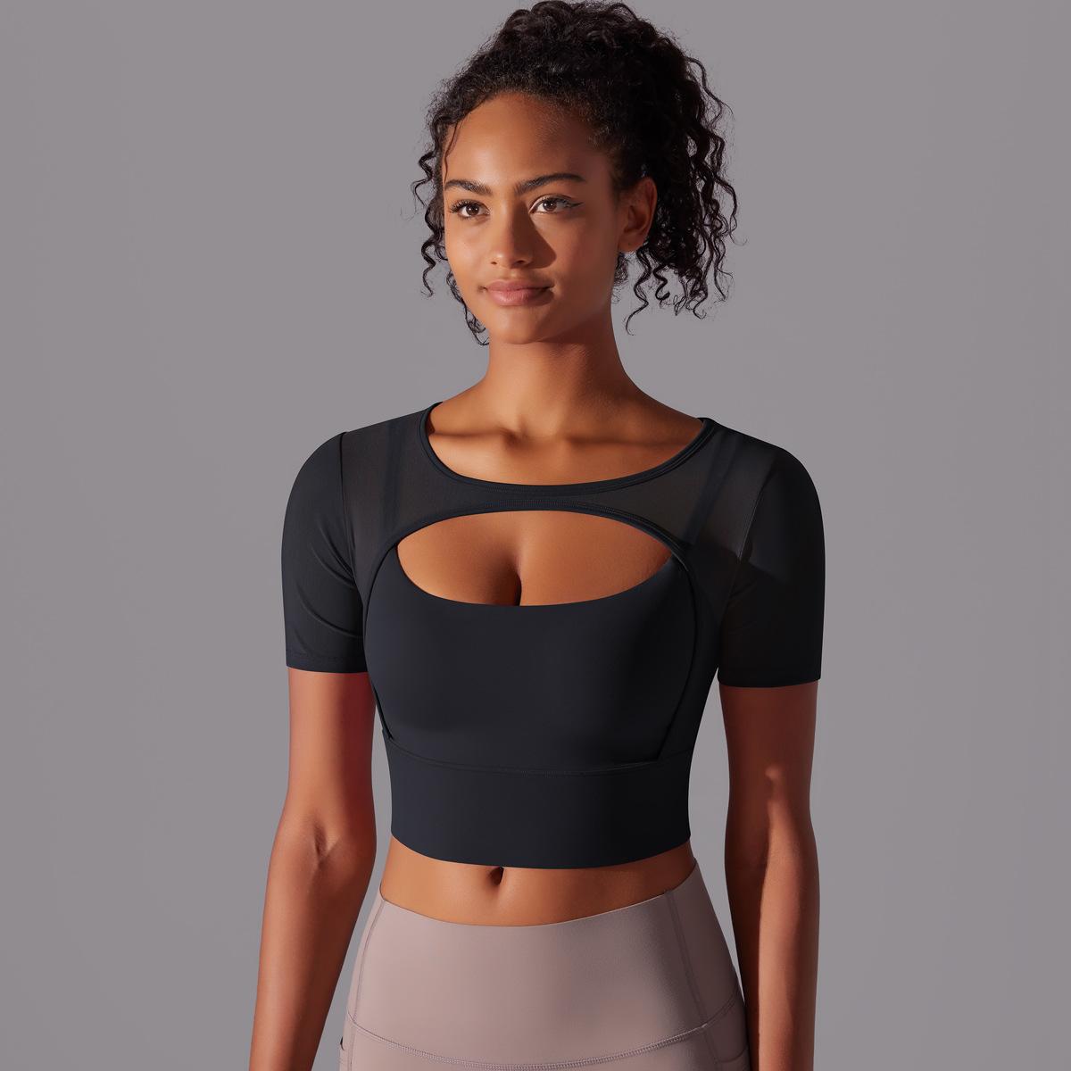 Mesh sleeve high support top