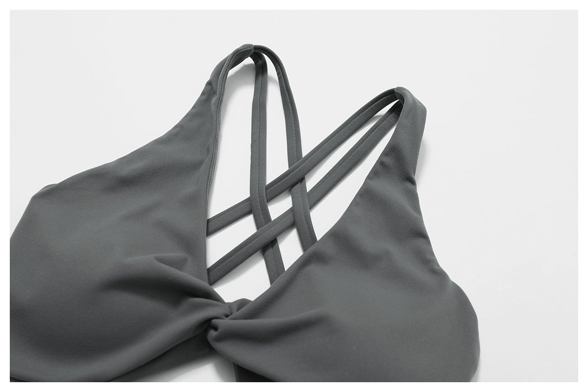 Twisted front sports bra