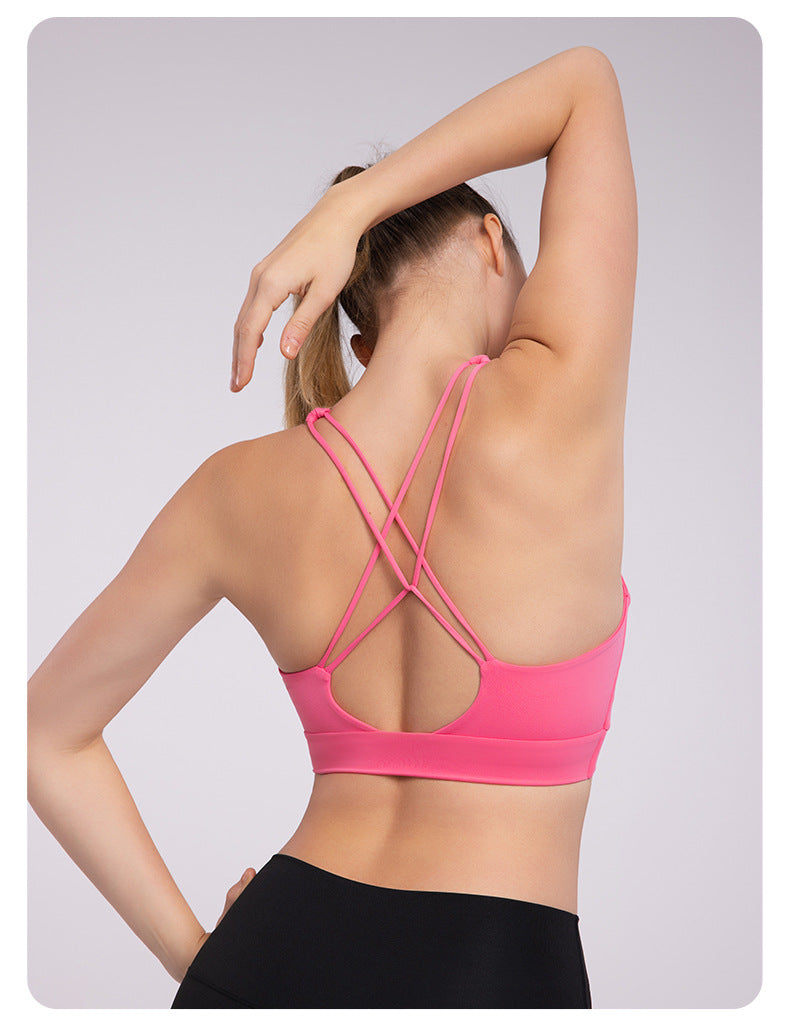 Cross back medium support bra