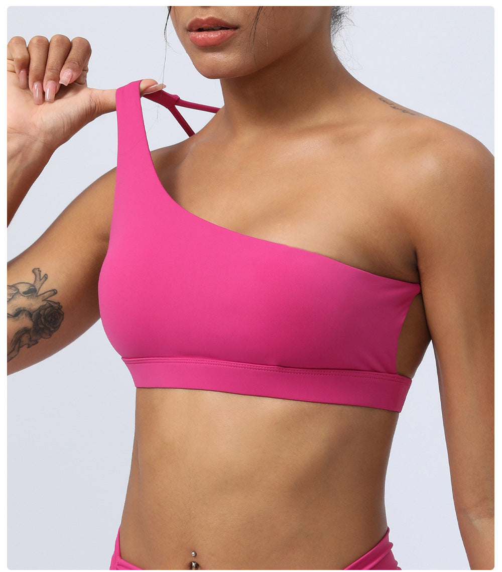 One shoulder sports bra