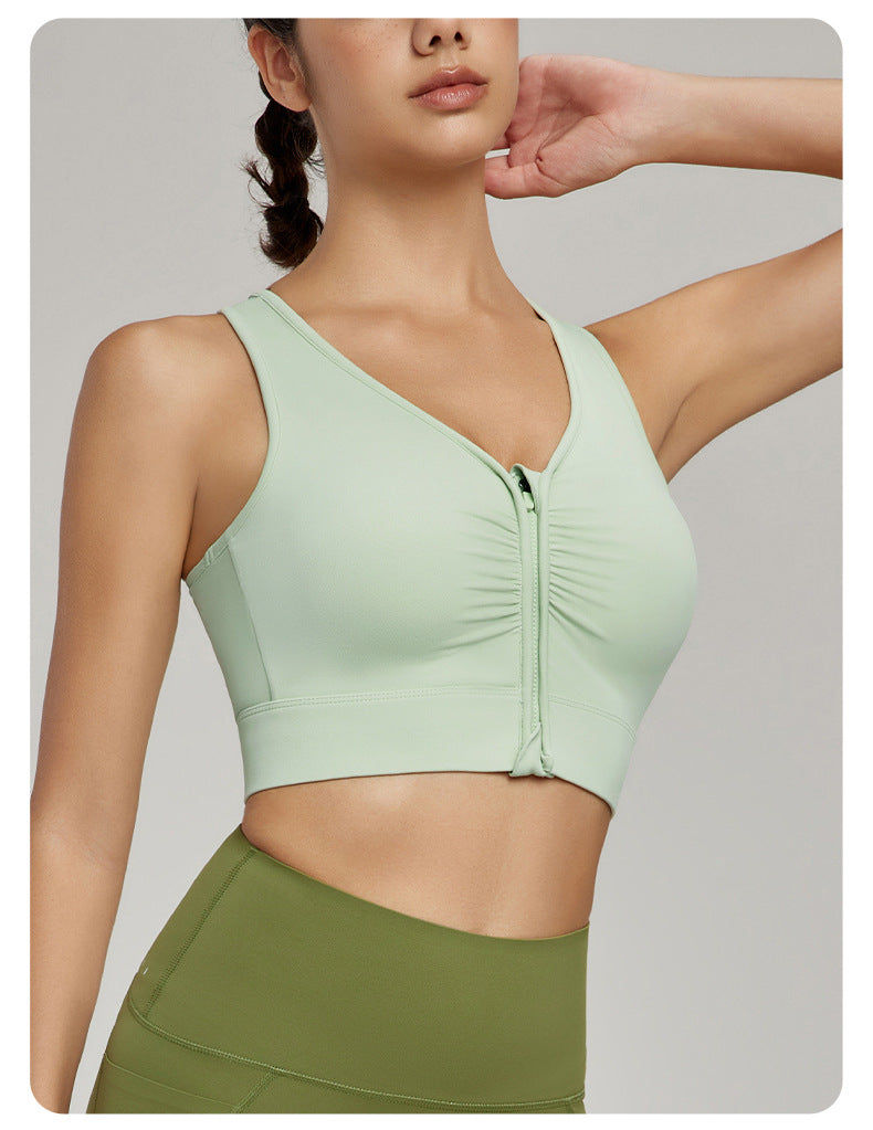 Zip front high support bra