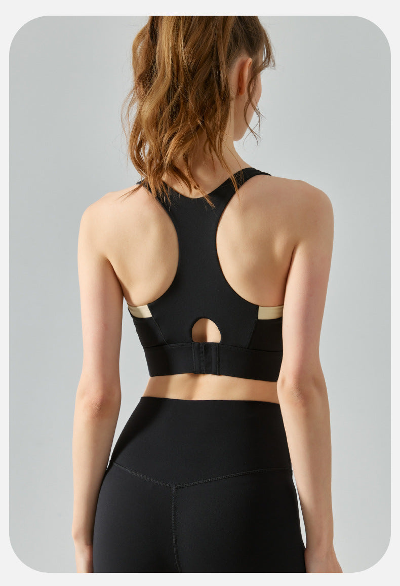 Contrast detail high support bra