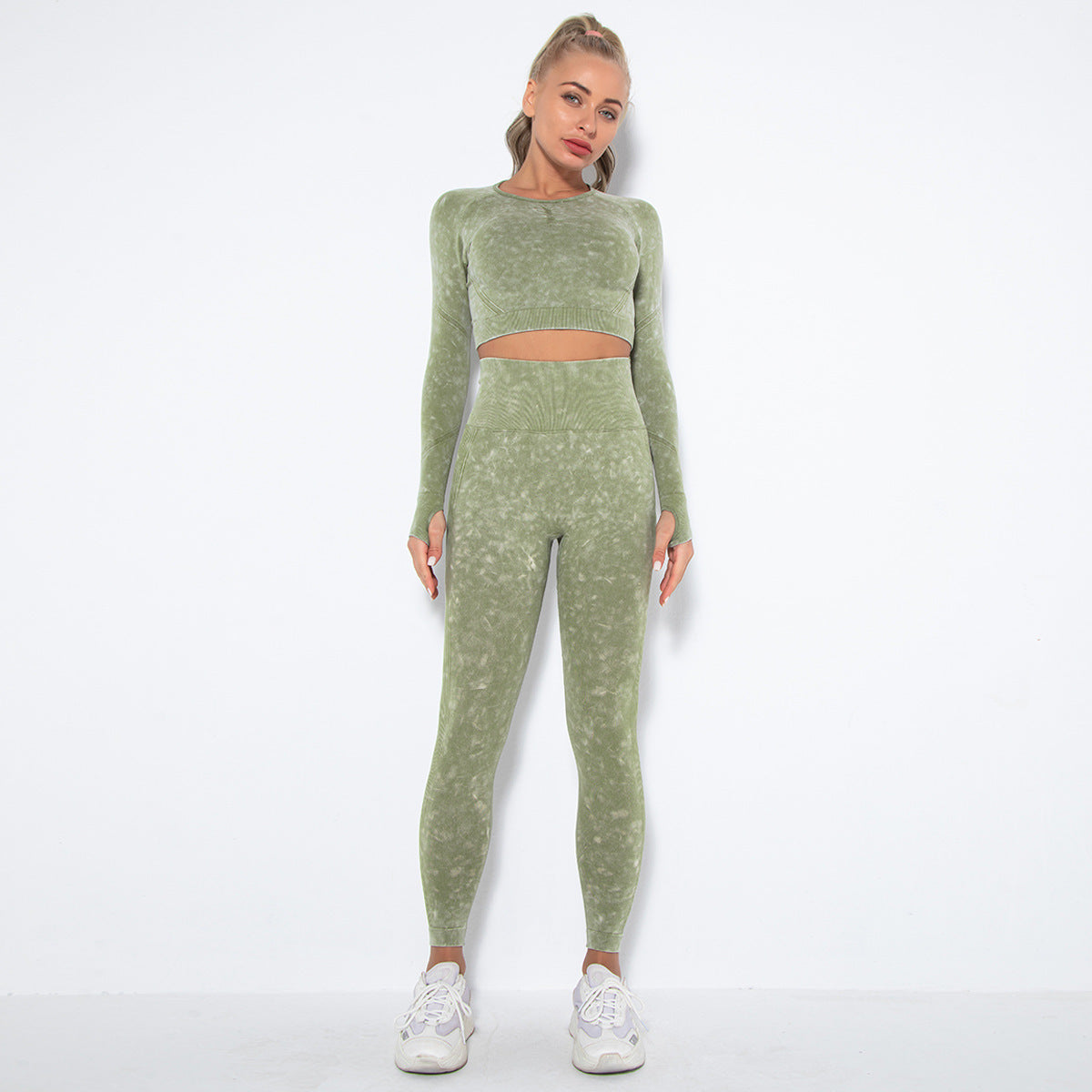 Stone washed two piece fitness set