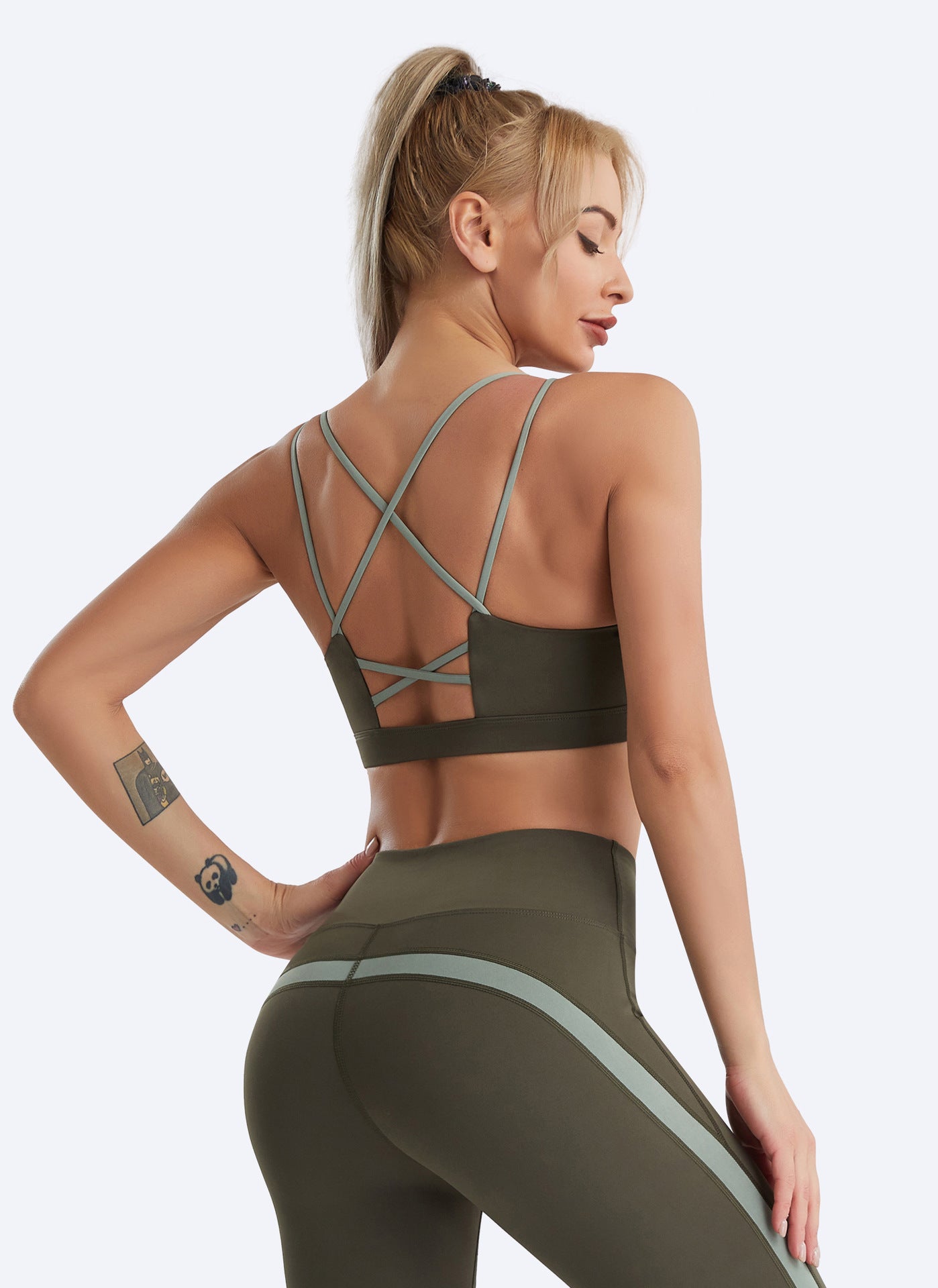 Contrast strap sports bra