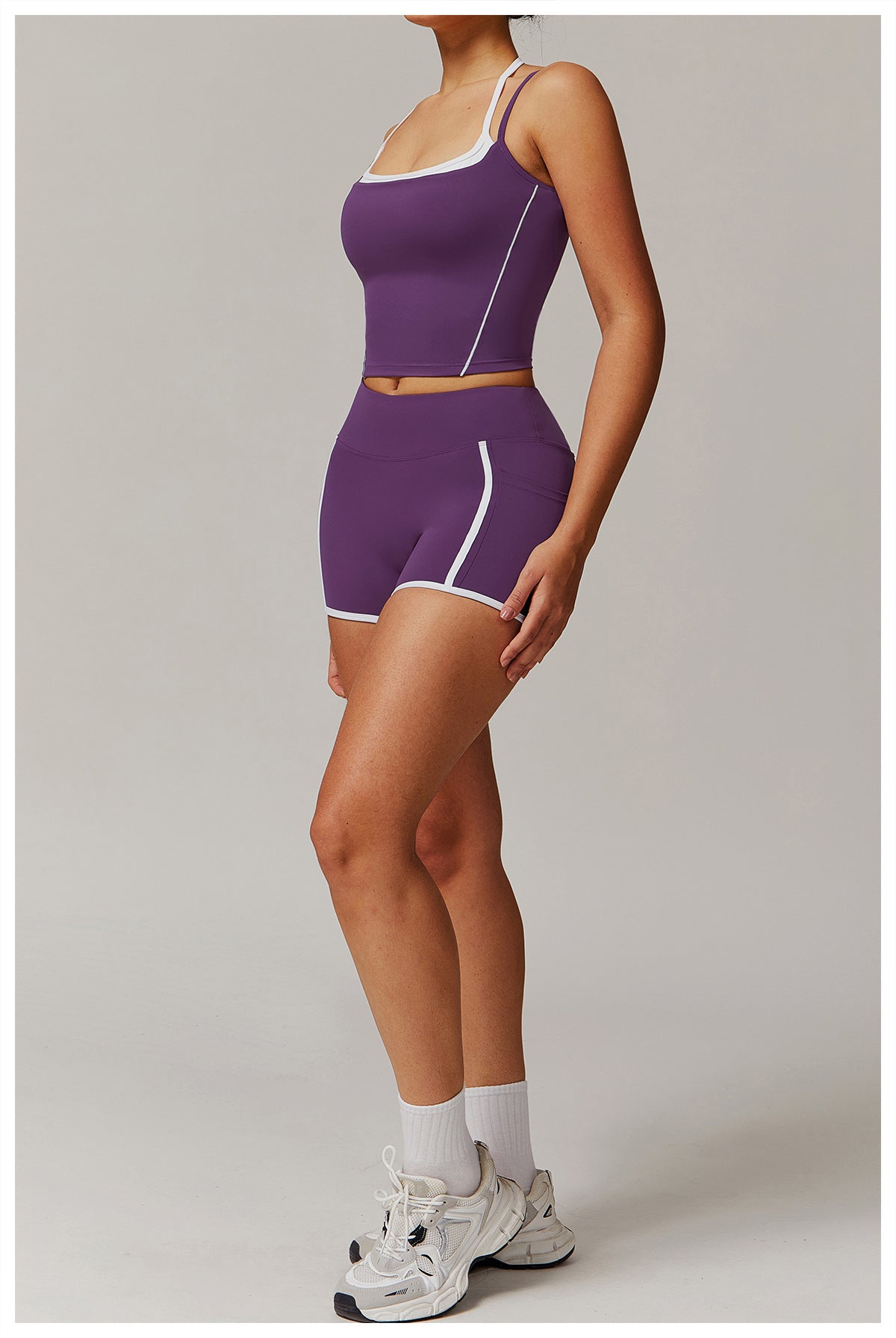 Matching two piece double strap vest & shorts set