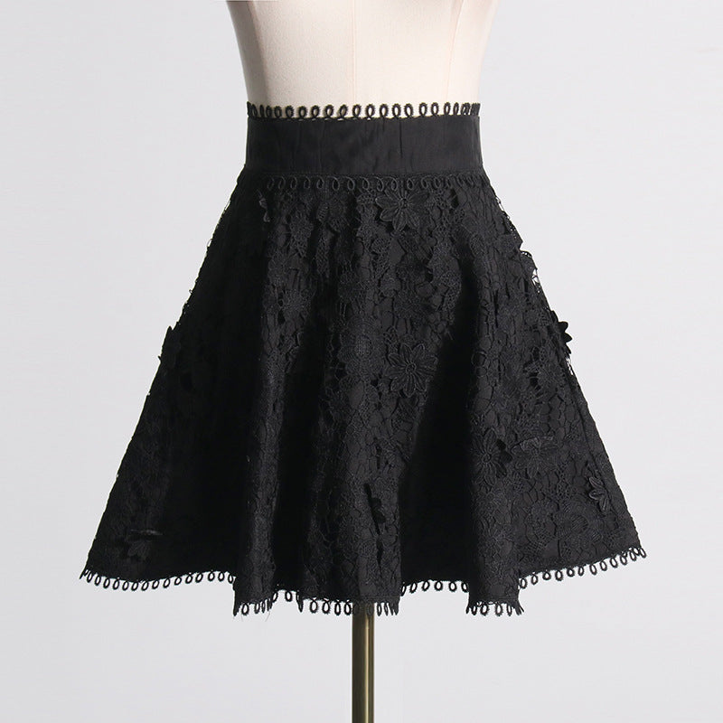 Embroidered lace skirt and top set