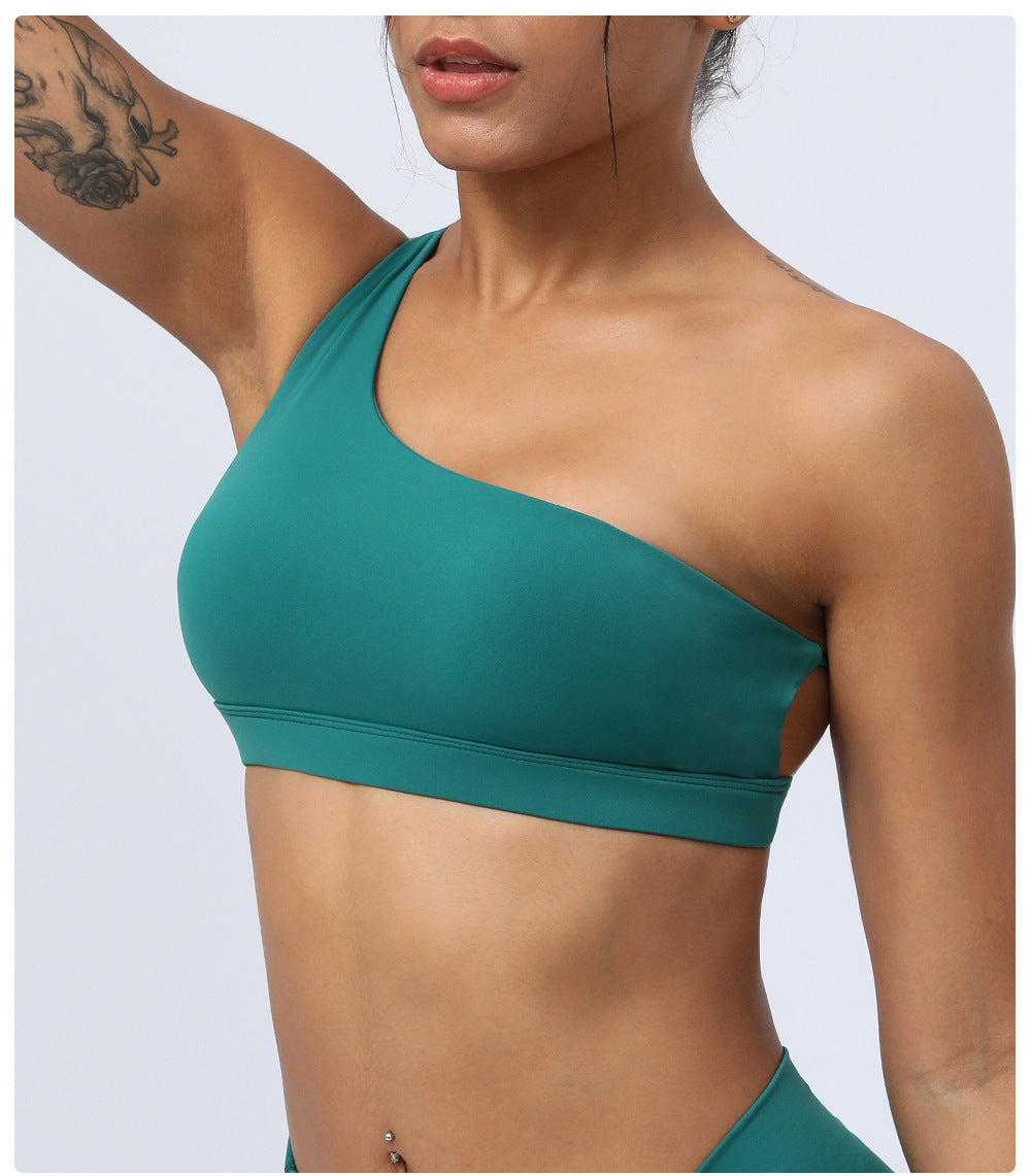 One shoulder sports bra