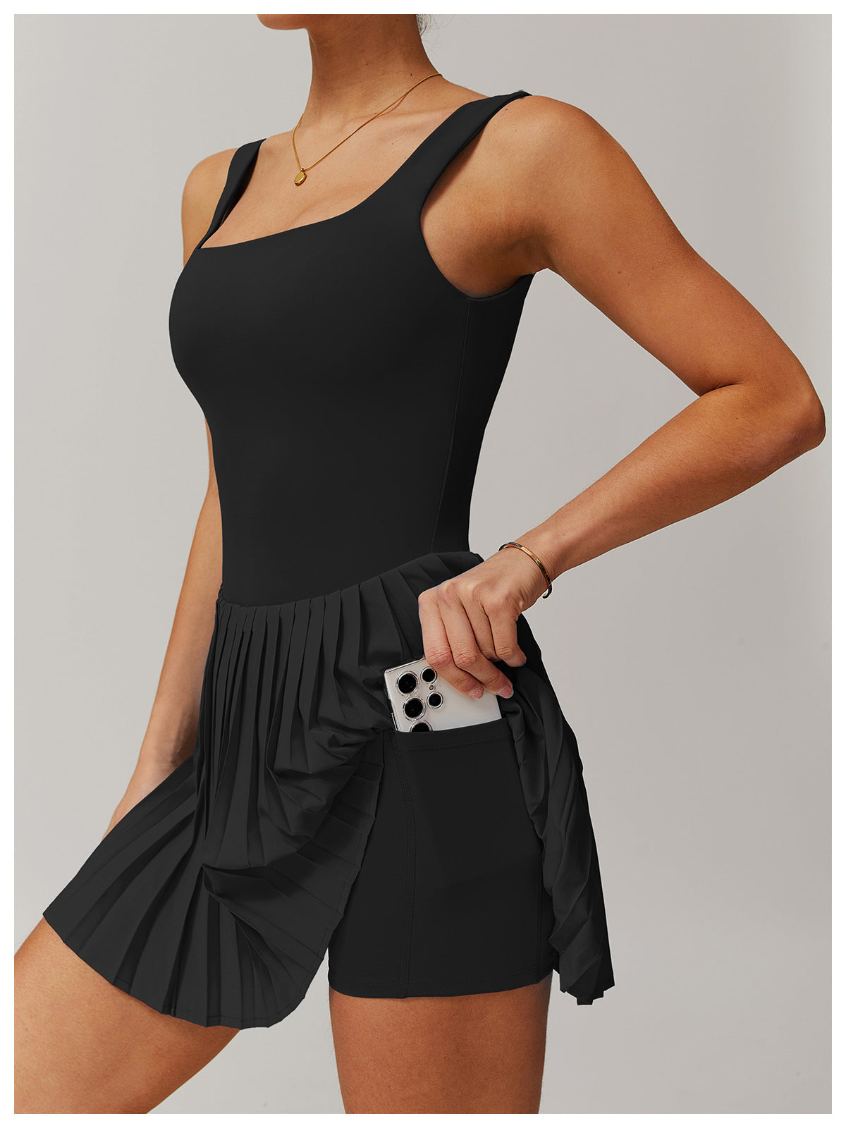 Pleated fitness dress