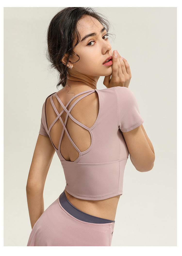 Crossed back high support top