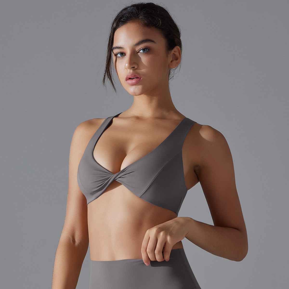 Twisted front sports bra