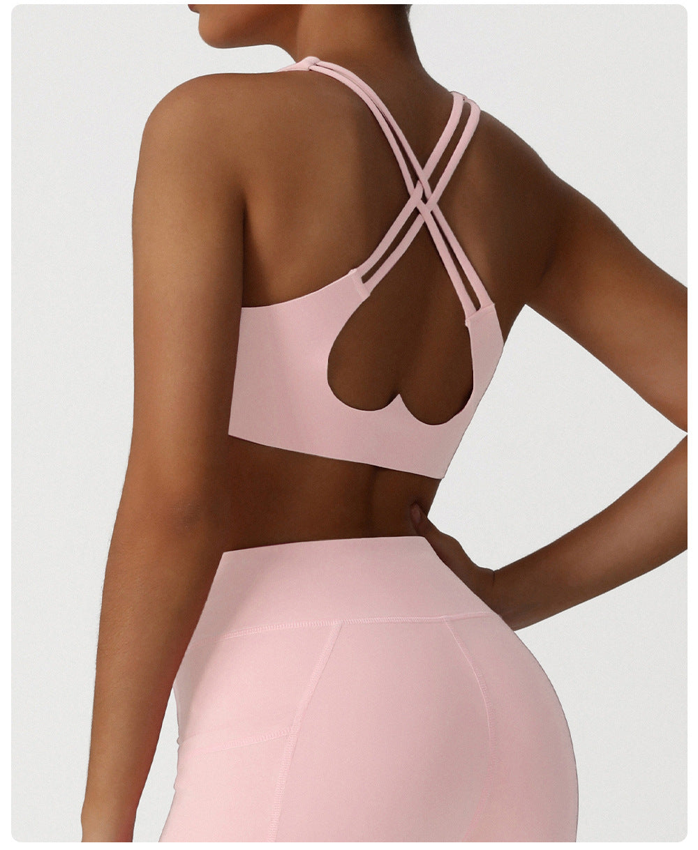 Cross back sports bra