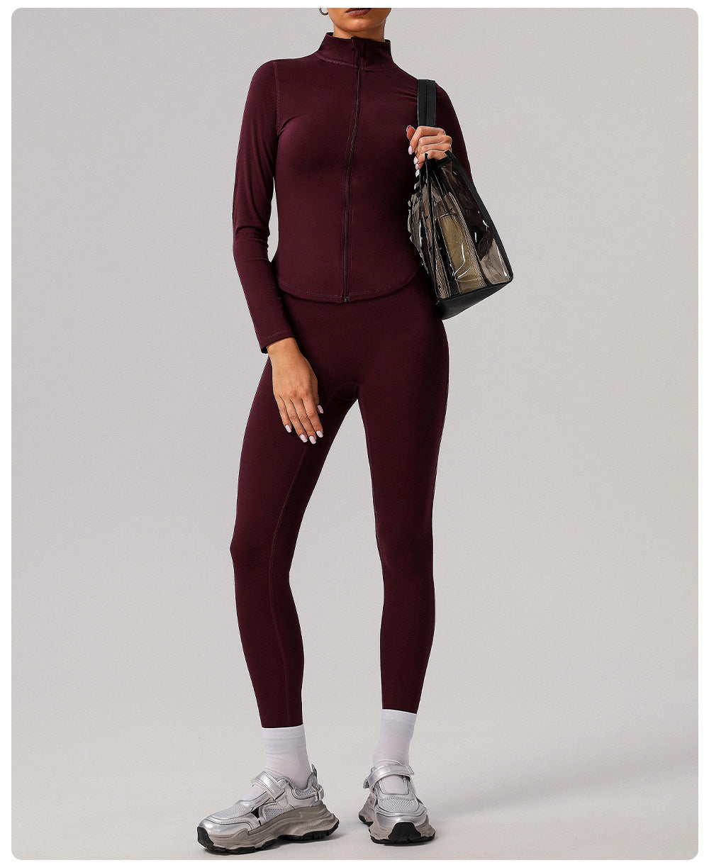Zip front high neck jacket