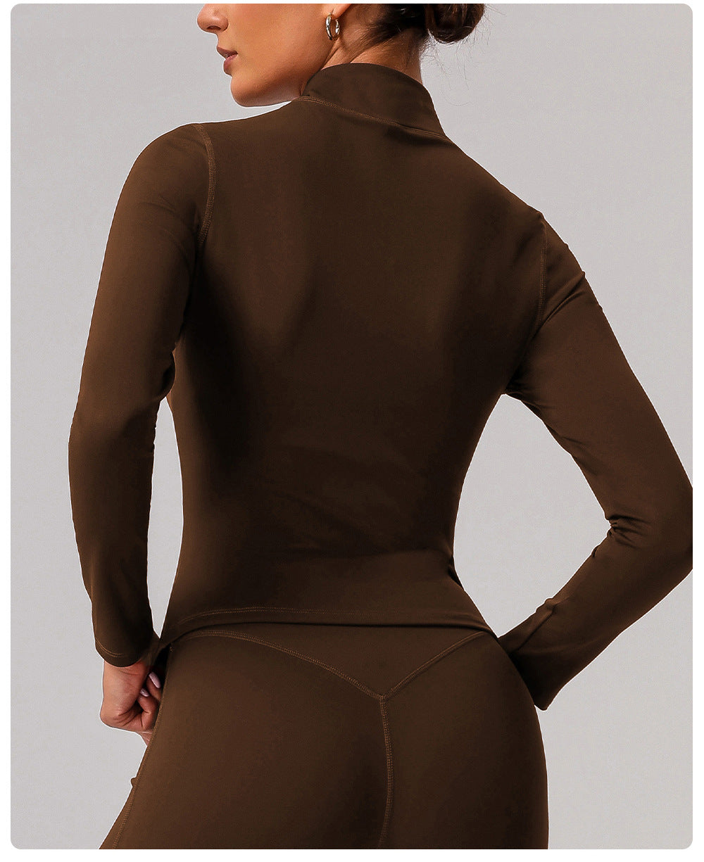 Zip front high neck jacket