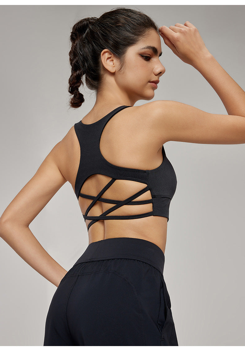 Crossover padded sports bra