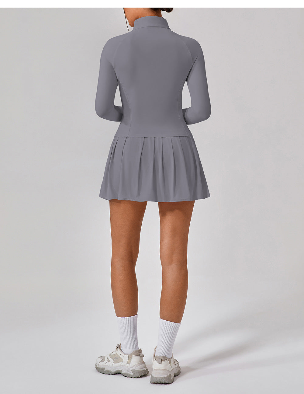 High collar zip front top