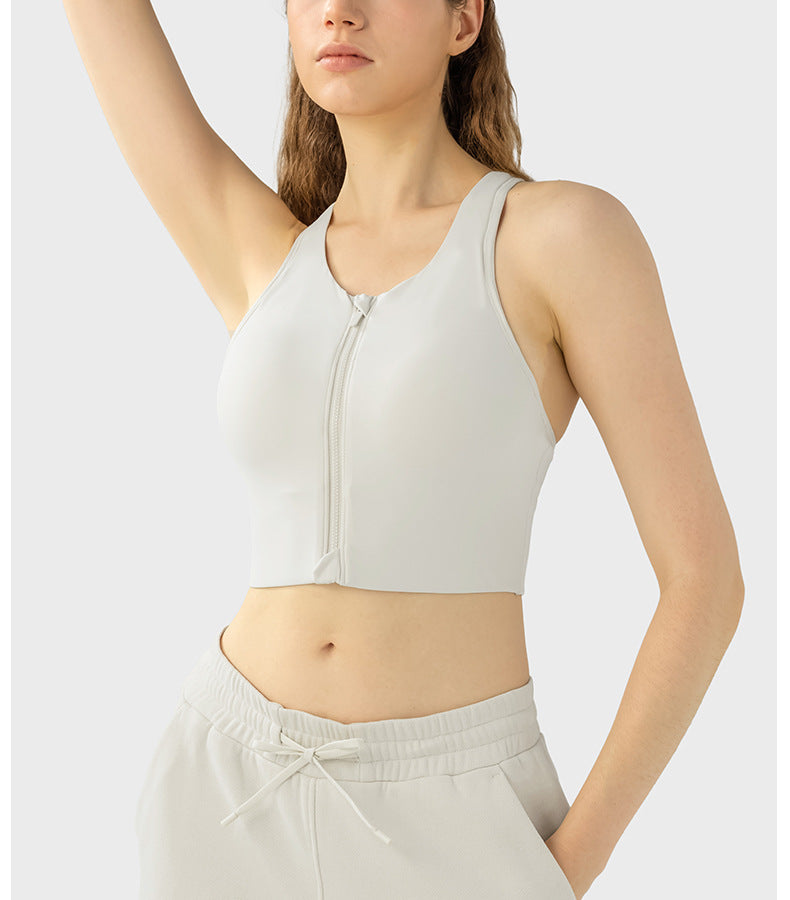 Zip front sports bra