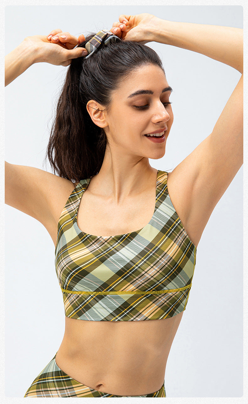 Plaid sports bra