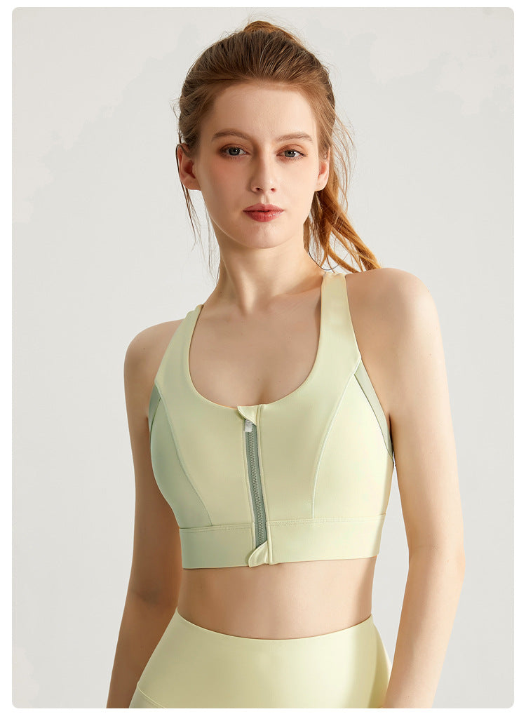 Zip front sports bra