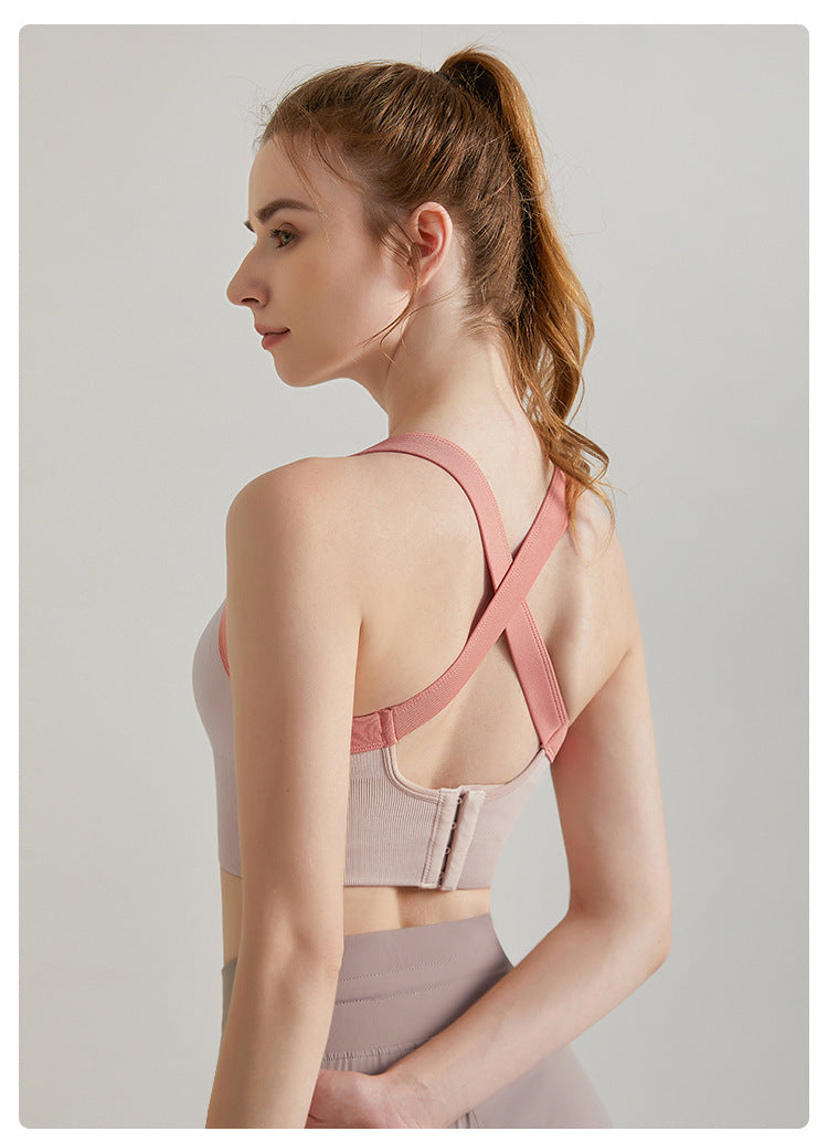 Contrast strap sports bra