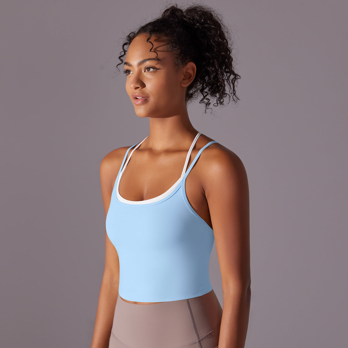 Contrast strap cropped vest