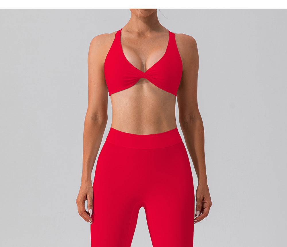 Twisted front sports bra