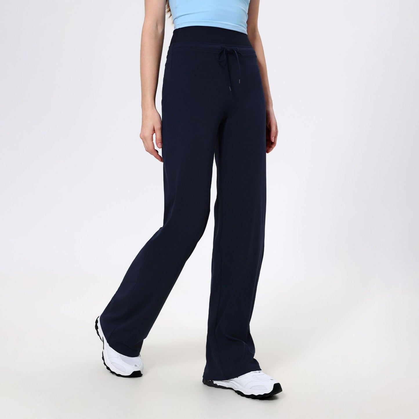 High waist trousers with drawstrings