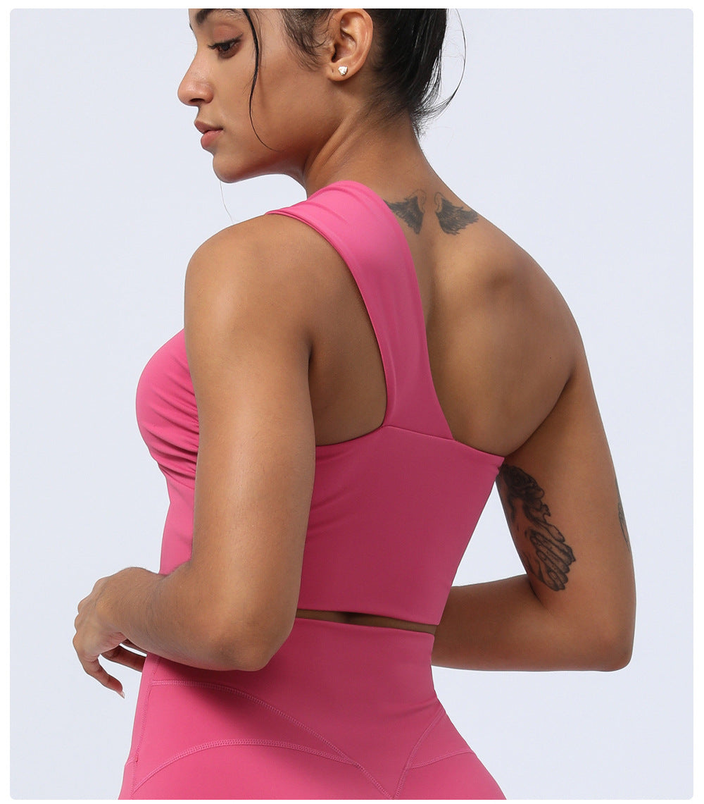 One shoulder sports bra