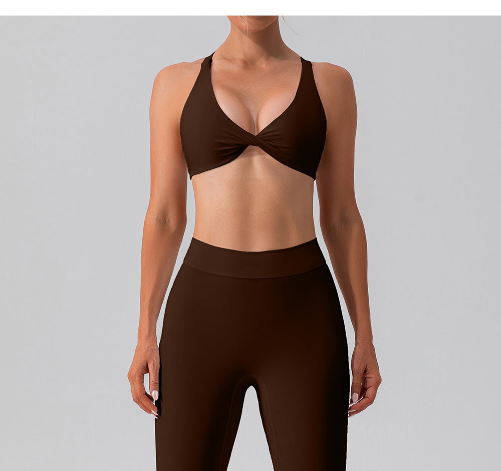 Twisted front sports bra