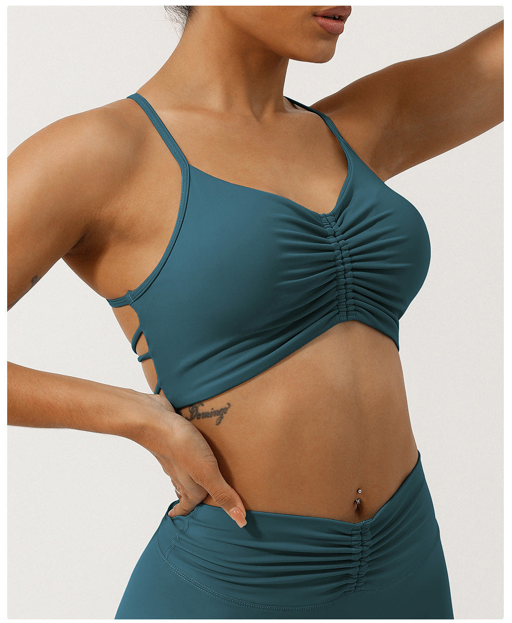 Gathered front sports bra