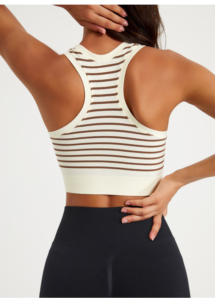 High support stripe sports bra