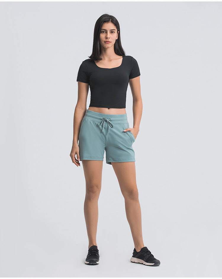 Casual workout shorts with drawstring