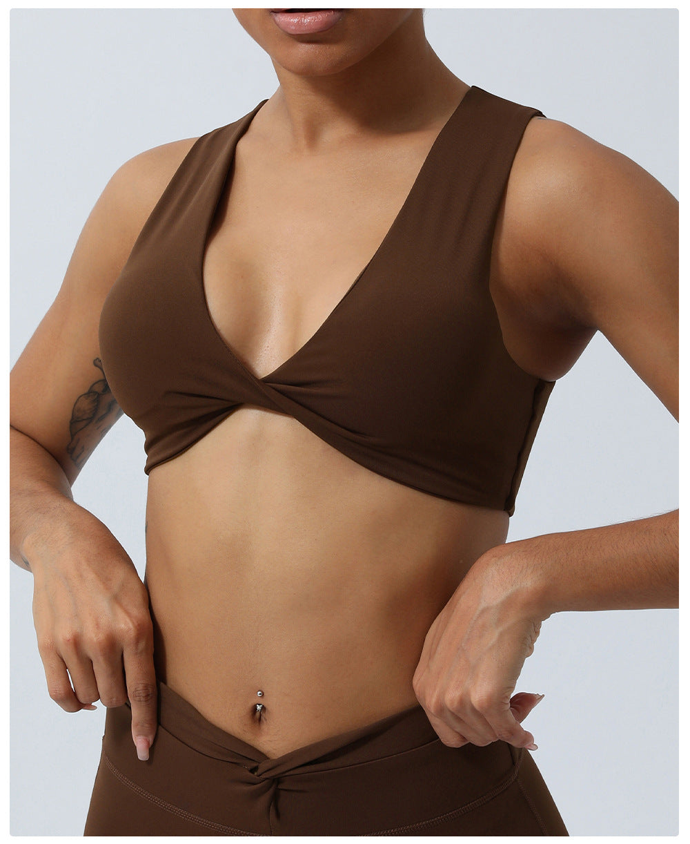 Twisted front sports bra