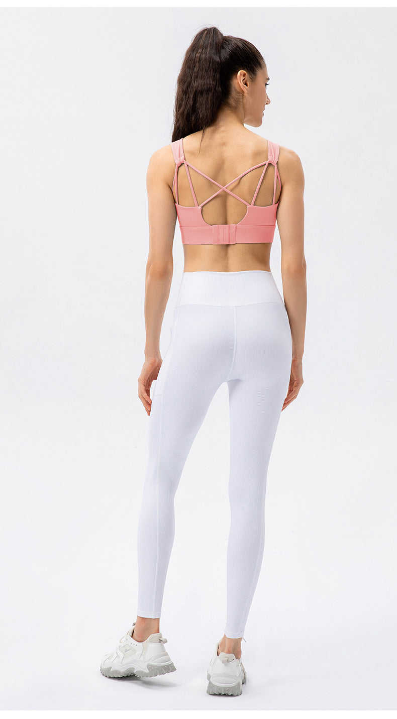 Cross back sports bra