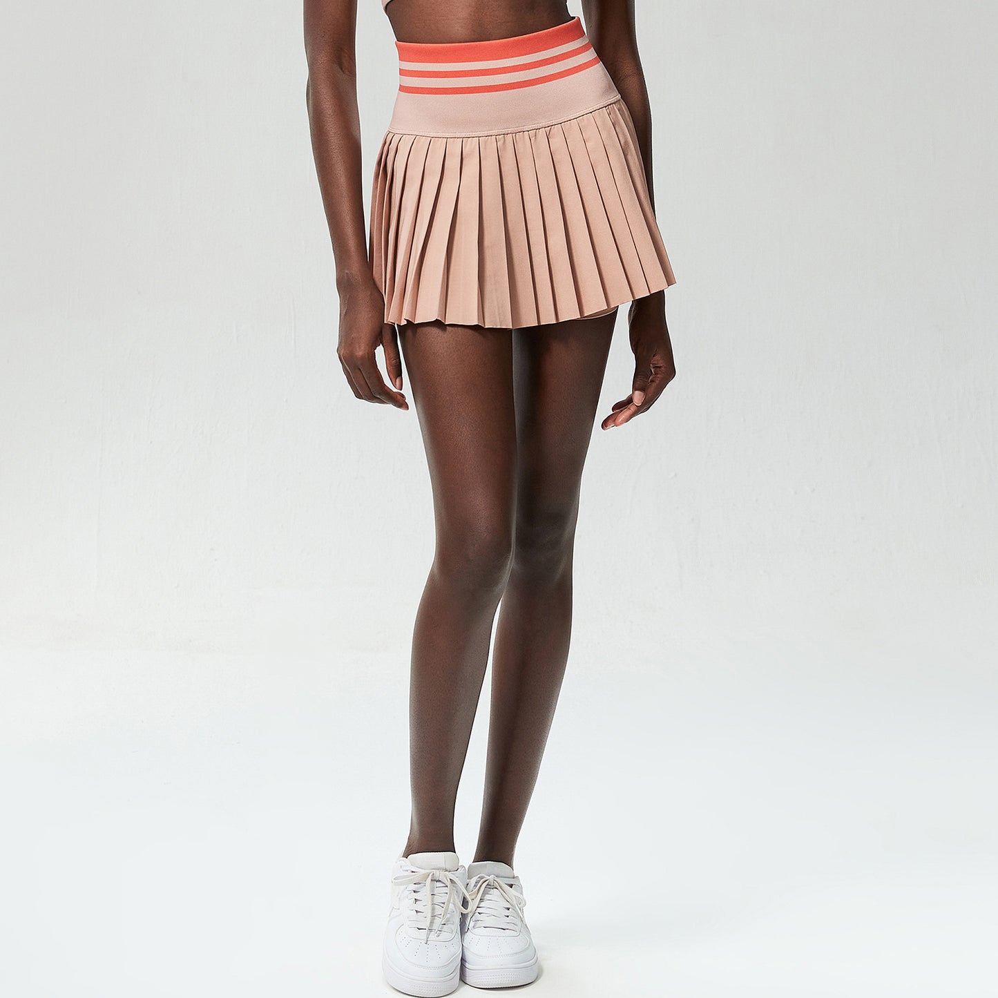 Jacquard waist pleated tennis skirt