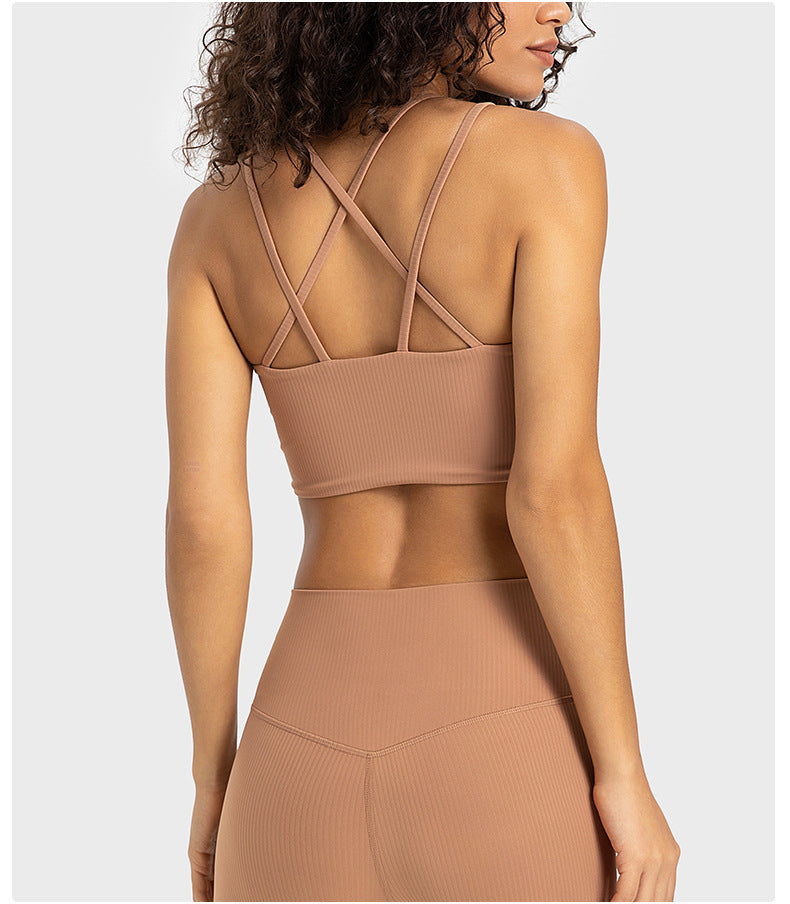 Cross back sports bra