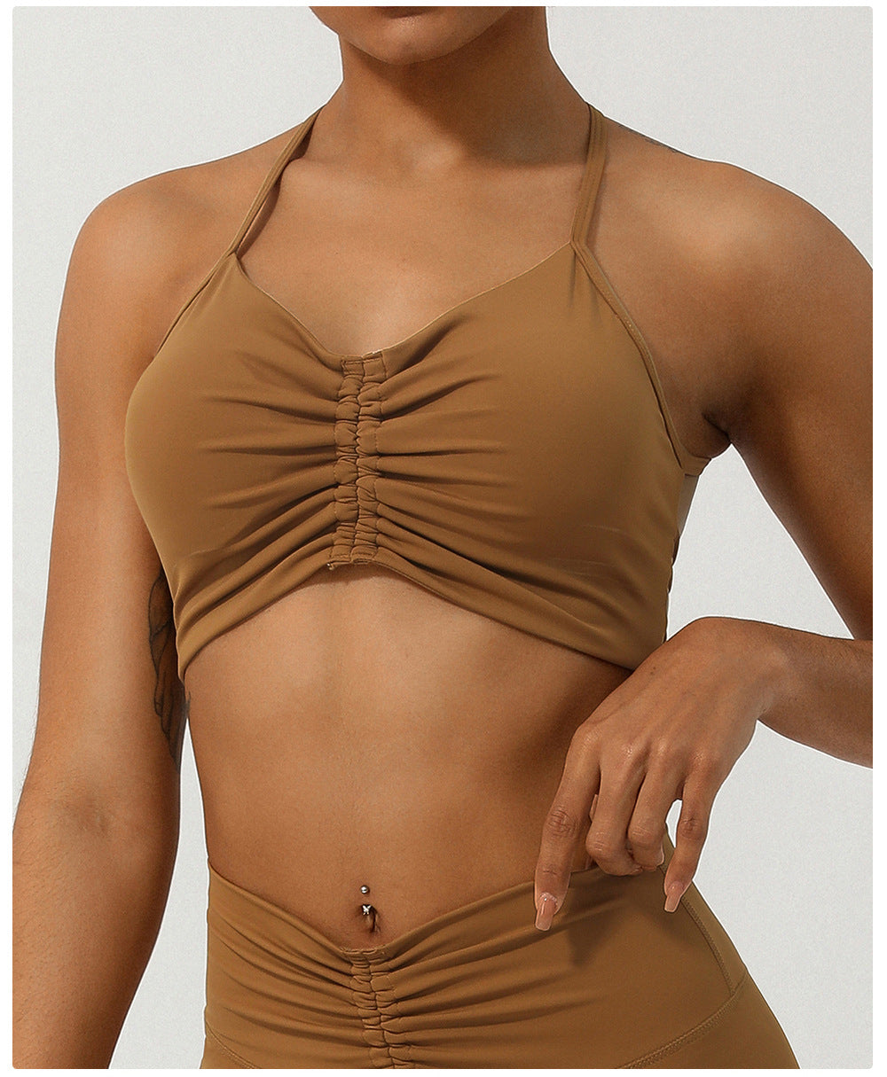 Gathered front sports bra