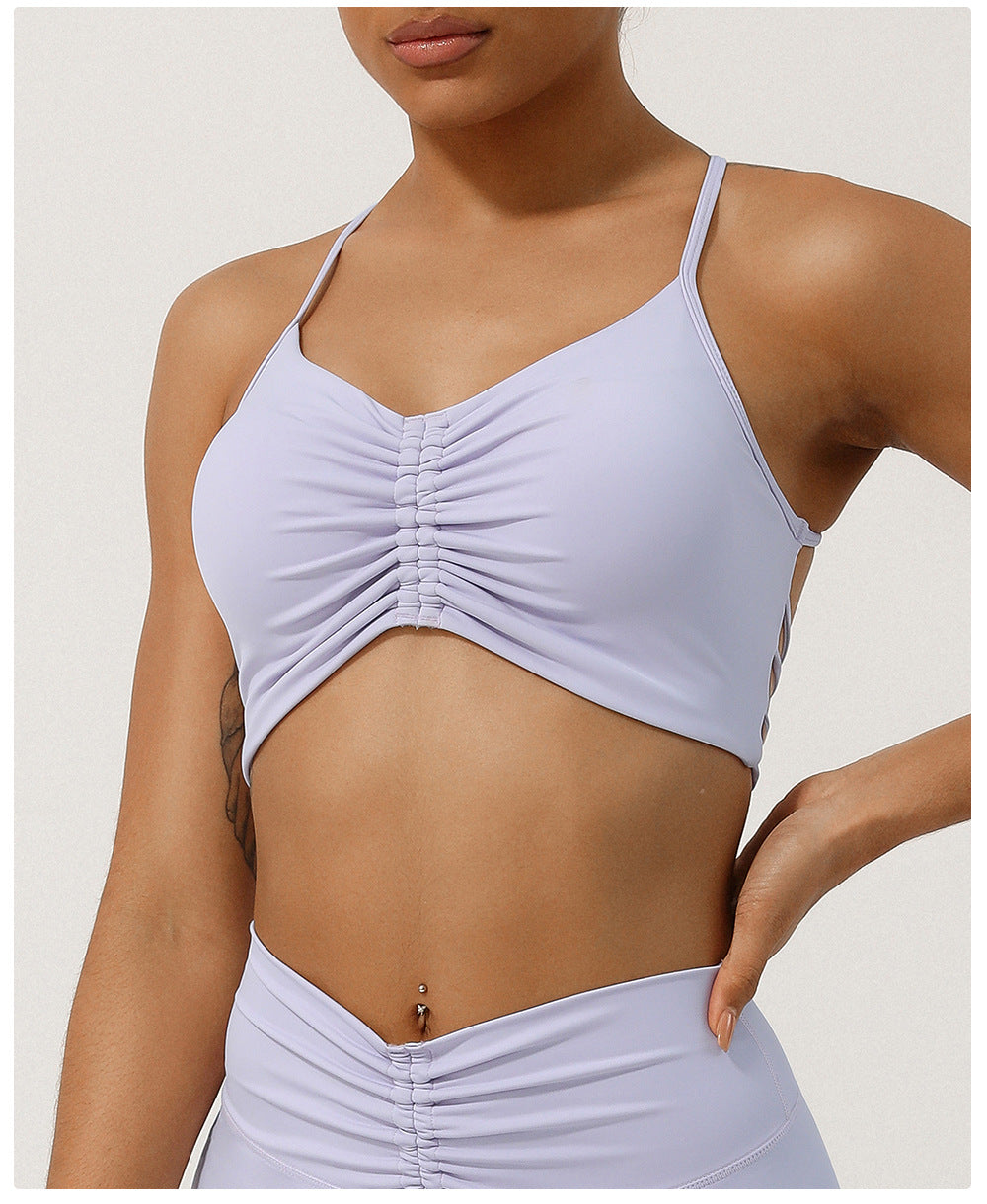 Gathered front sports bra