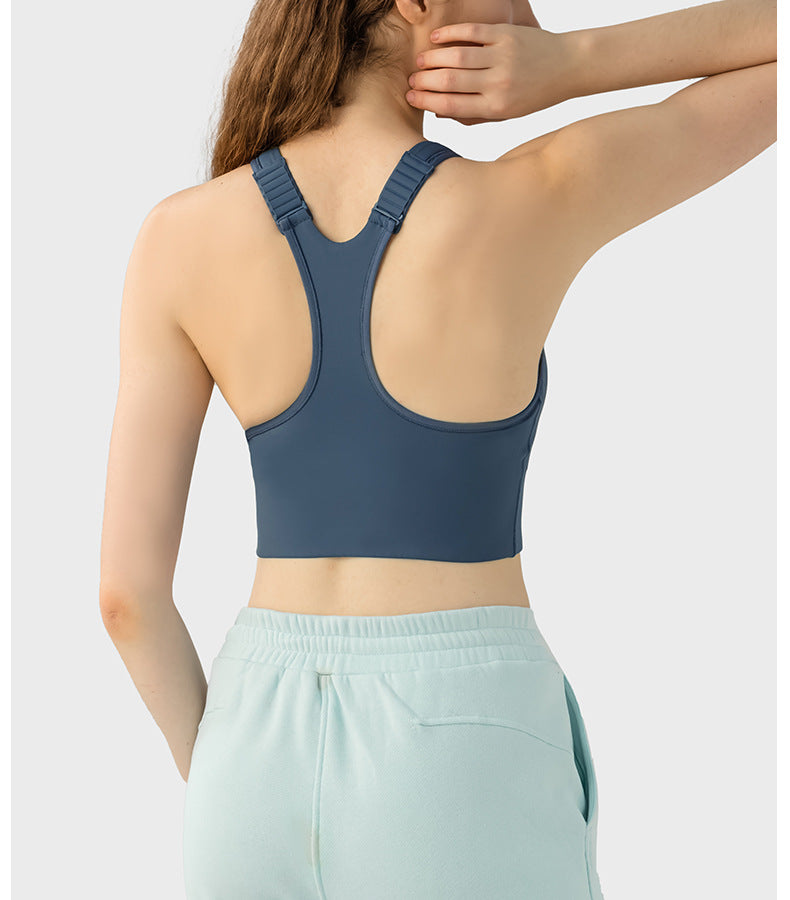 Zip front sports bra