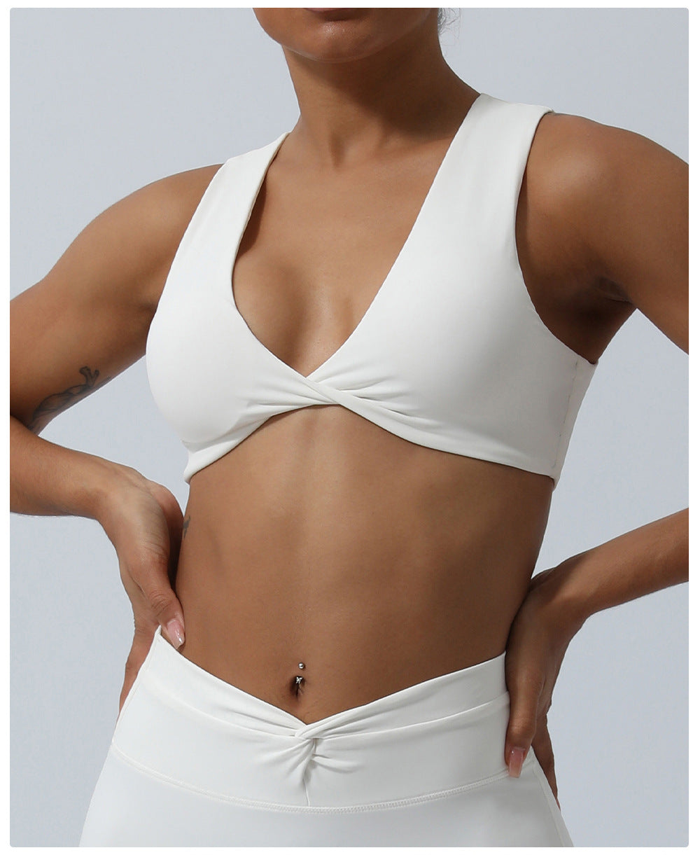Twisted front sports bra