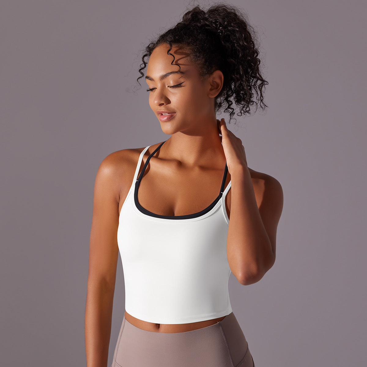 Contrast strap cropped vest