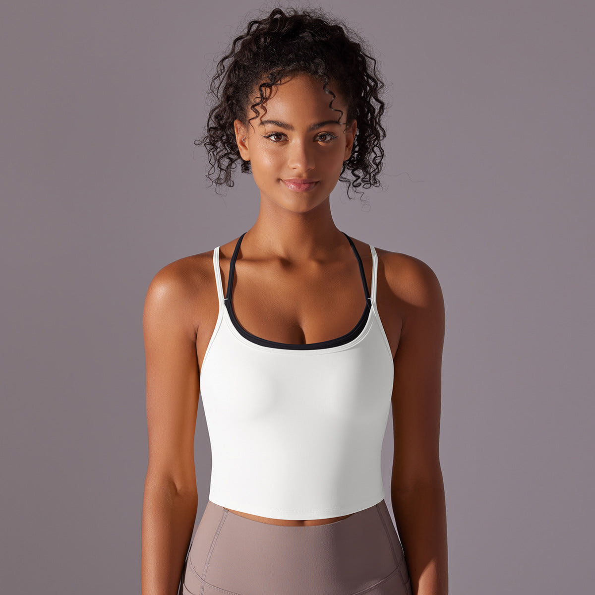 Contrast strap cropped vest