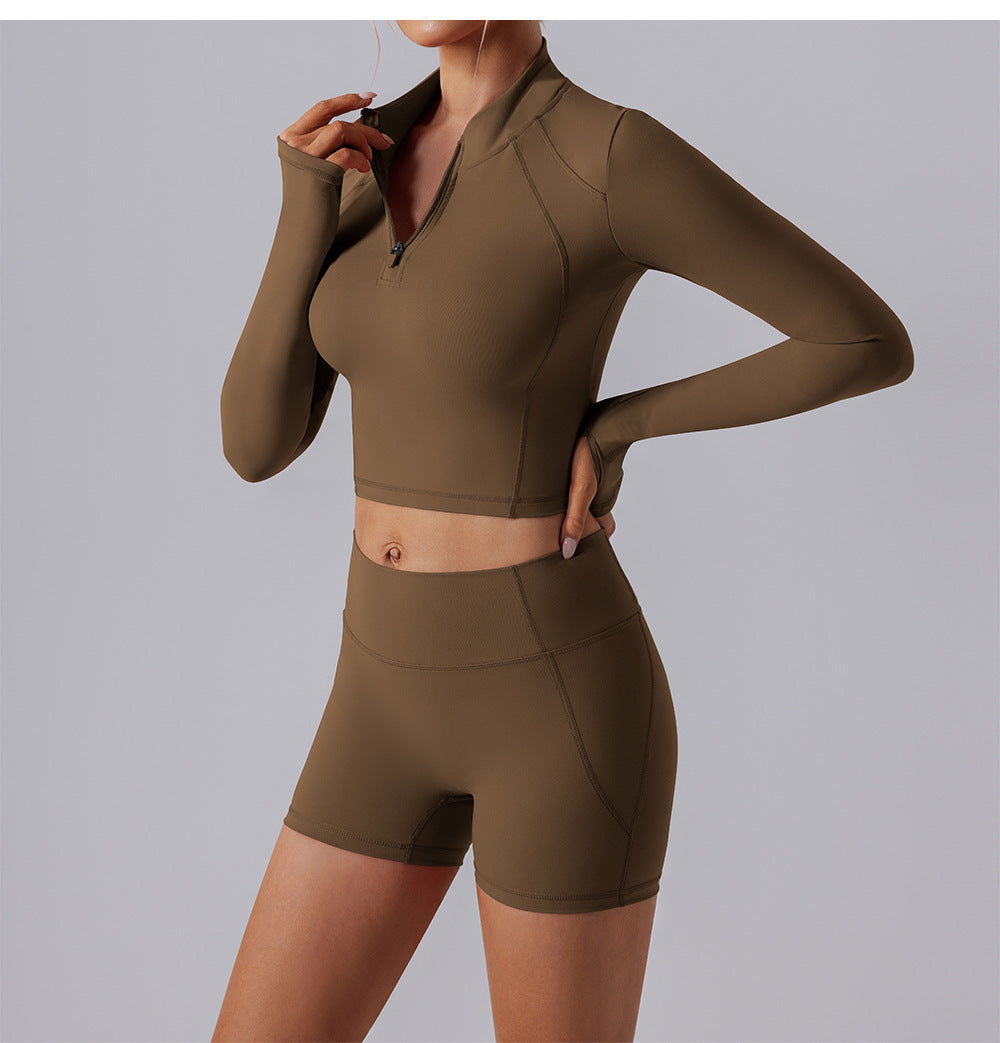 Zip front cropped top