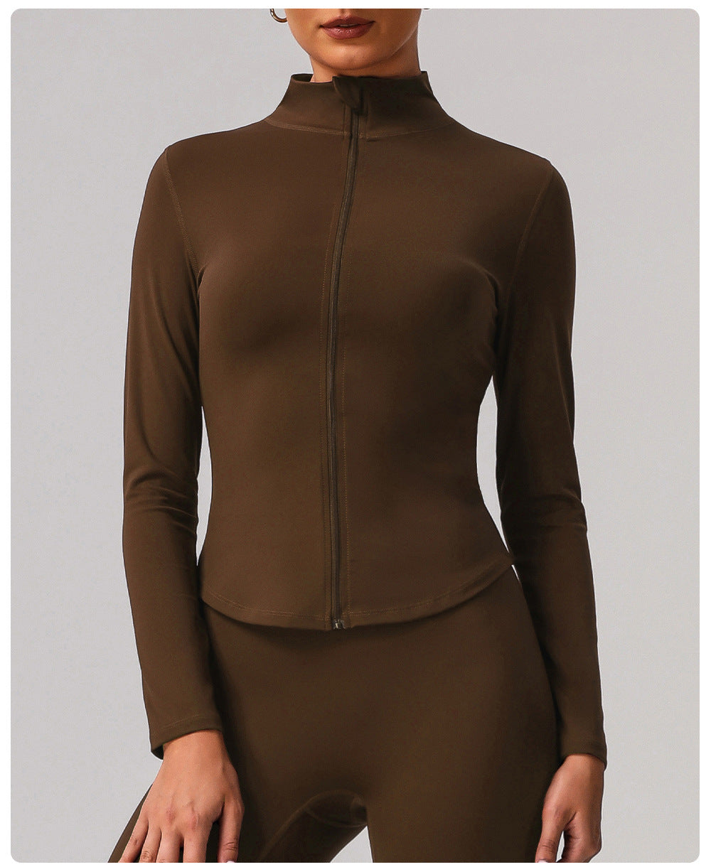 Zip front high neck jacket
