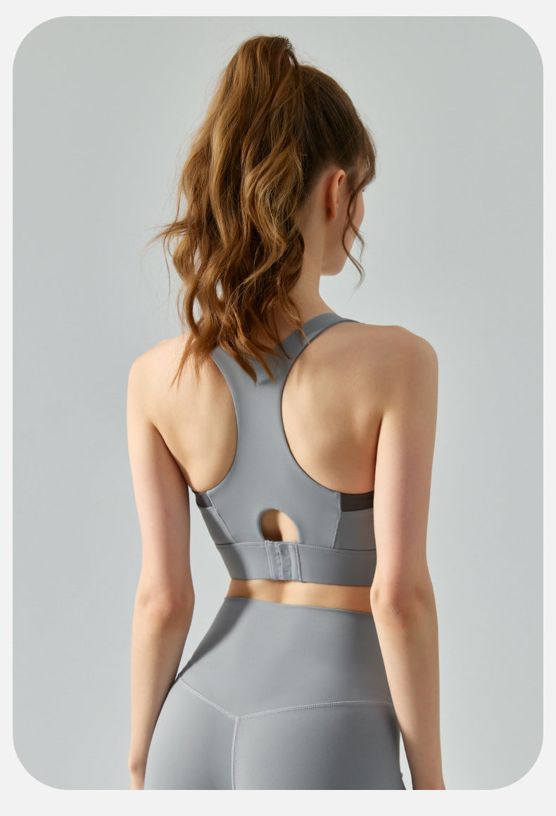 Contrast detail high support bra